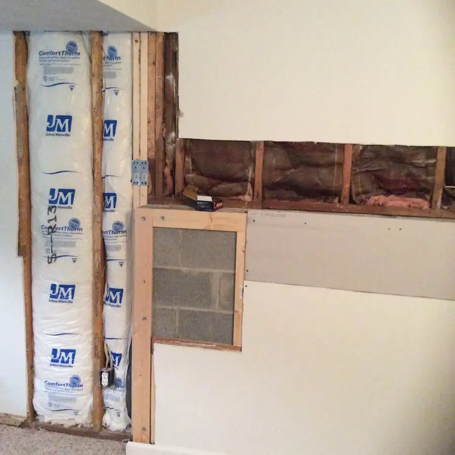 Wall insulation replacement during Basement Flood Cleanup in Tonawanda
